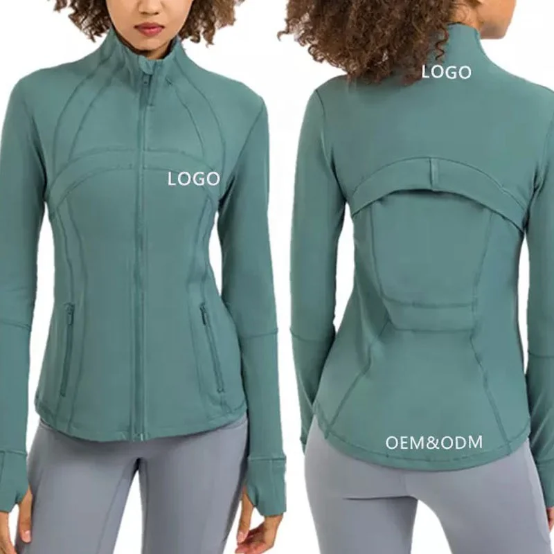 Hot Sale Zip Long Sleeve Yoga Jackets Plus Size Sports Yoga Tops Womens Running Coat Workout Wear Gym Fitness Sportswear Apparel