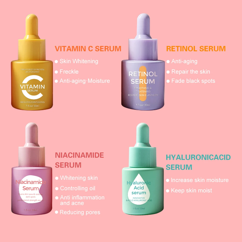 OEM ODM Private Label 100% Natural Whitening Vitamin C Serum for Face Pore Shrinking Serum