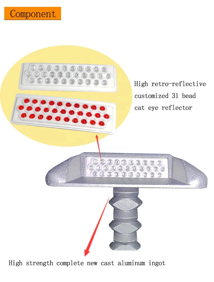 Manufacturer Customized Square Road Reflector Cat Eye Glass Aluminum Driveway Marker Traffic Reflective Road Stud