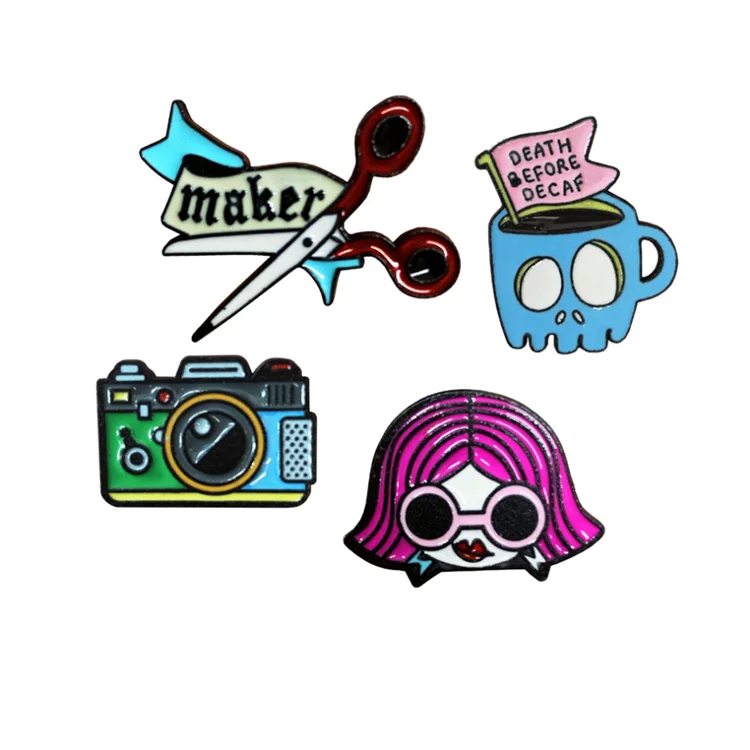 Halloween Skull Shape Cup Badge Wholesale Girl Cartoon Scissor Camera Costume Accessories Soft Enamel Pin