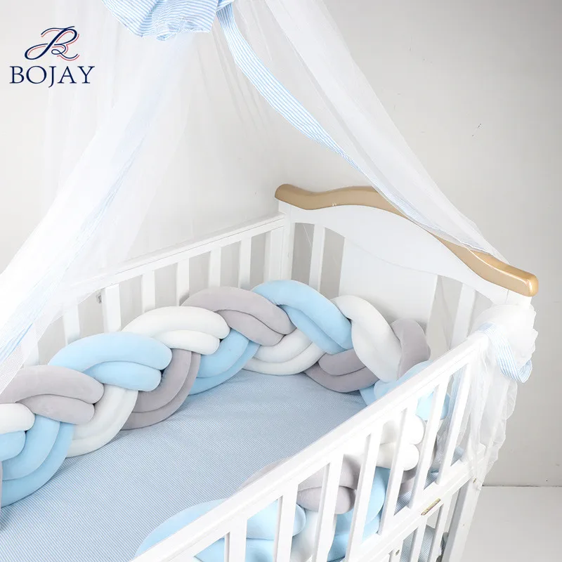 Soft Knot Plush Pillow - 6 Strands Braided Baby Crib Bumper Pads Fashion Nursery Cradle Decor for Baby Toddler and Children