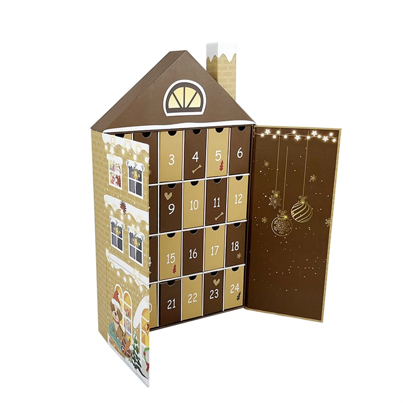 Empty Doll Paper Christmas Advent Calendar Wholesale Calendar Advent Kids House Shaped Reusable Advent Calendar For Children
