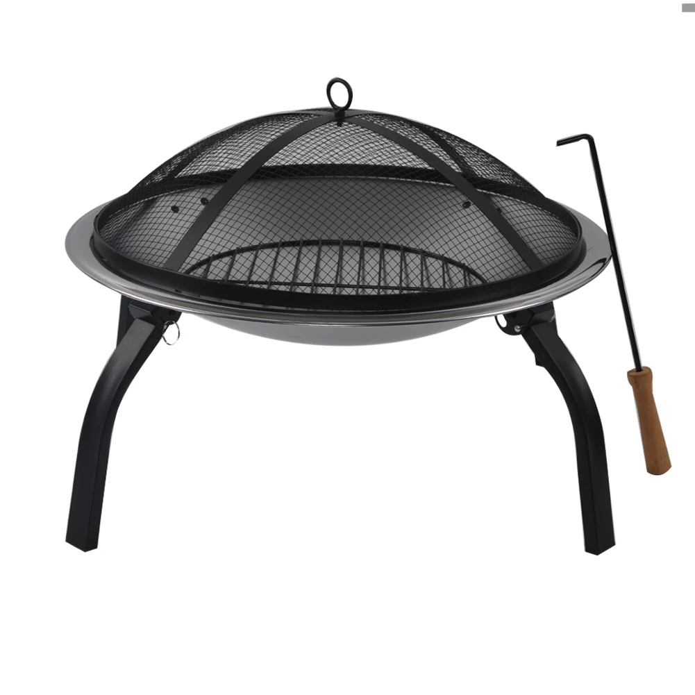 SEJR 22 Inch Portable Stainless Fire Pit Outdoor Steel Foldable Fire Basket 56X56X42cm