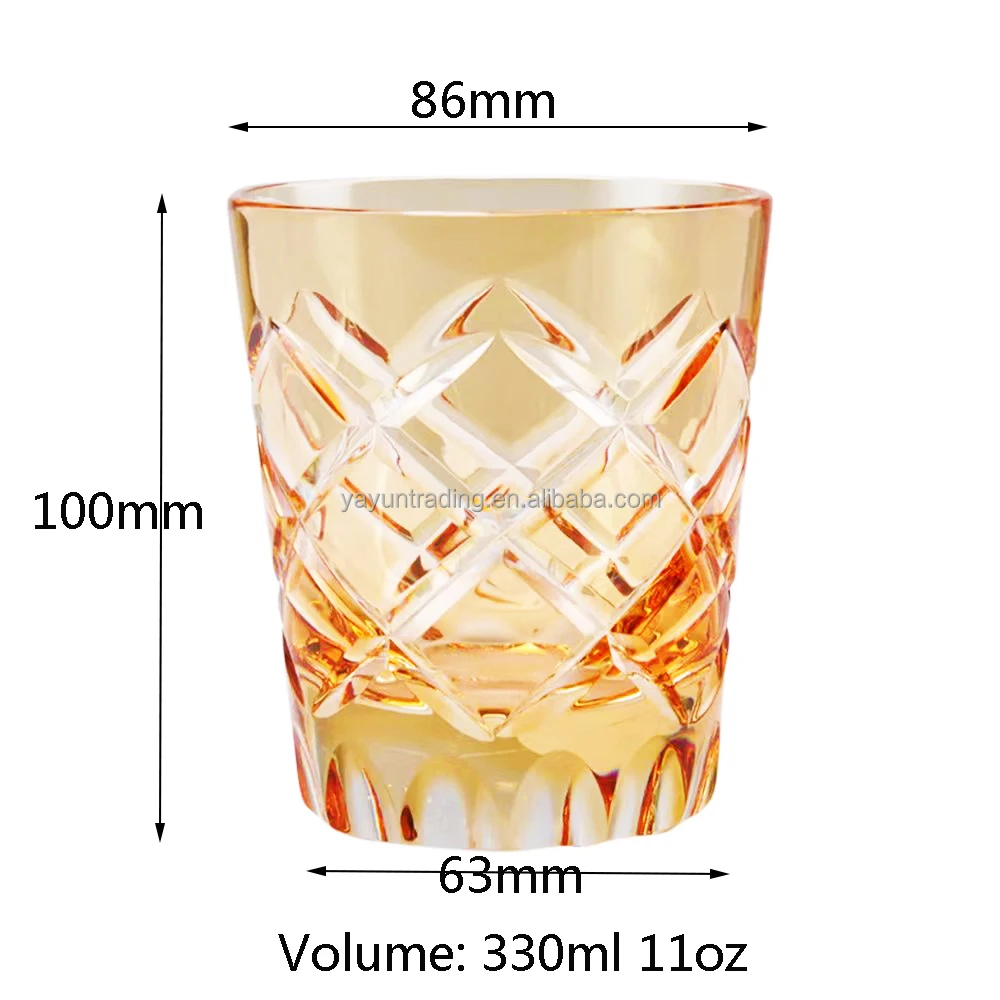 New Arrival Elegant Design Hand Embossed Cut to Clear Whiskey Wine Stemless Glass Tumbler
