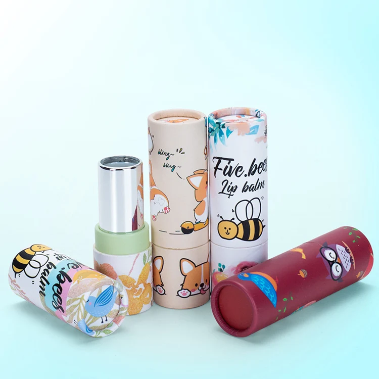 Custom Roll up Round Stick Tube for Lip Balm Packaging Biodegradable Custom Printing Twist up Lip Balm Paper Tube