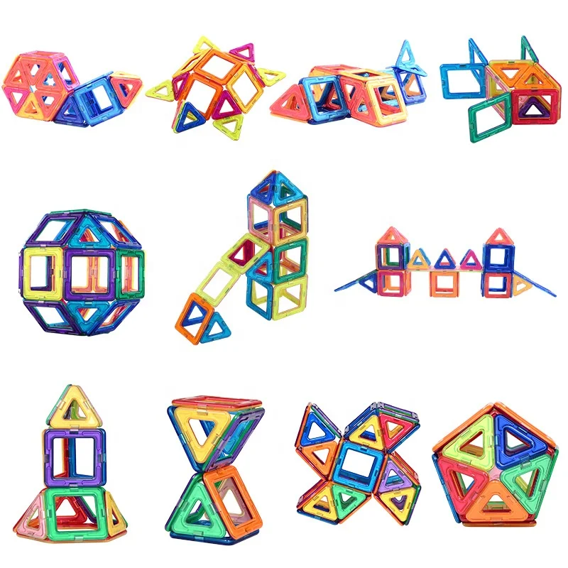 3D DIY Construction Toys Plastic Magnetic Building Blocks Set Magnetic Tiles Magnet Kids Toys Color Box