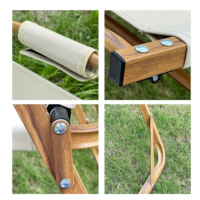 Lightweight camping folding portable wood grain aluminum kermit chairs armchair
