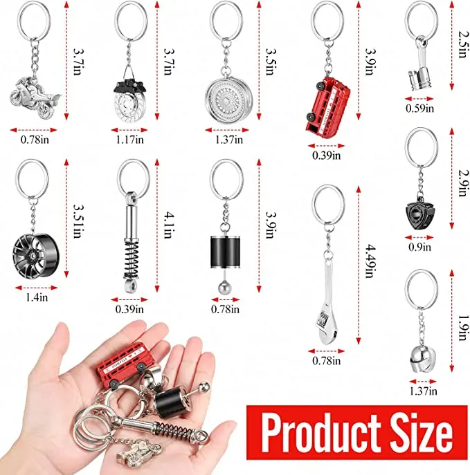 Custom Car Lover Christmas Father Gift Wrench Motorcycle Tire Accessories Metal Turbo Keychain with Sound