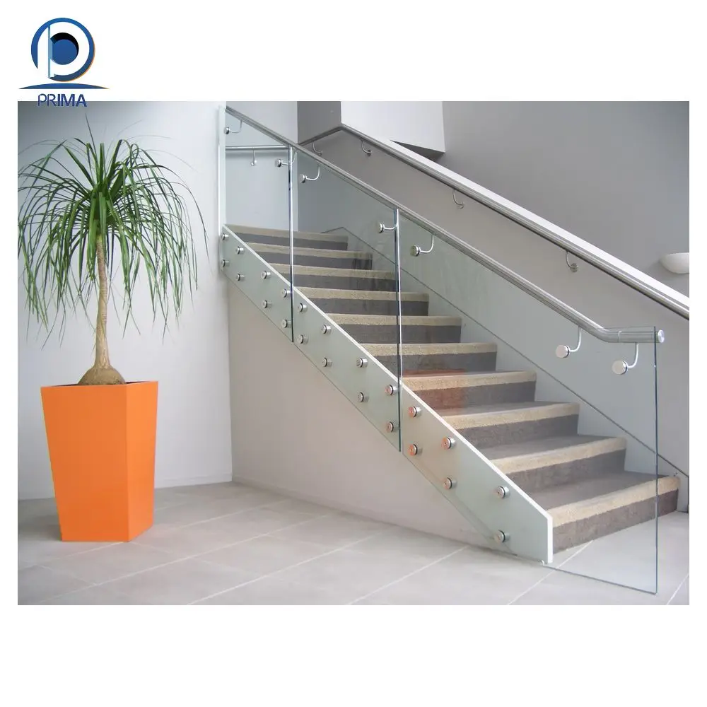 Prima Balcony Aluminum U Channel Clear Tempered Glass Railing Frame less Glass Fence base shoe Profile u channel Railing