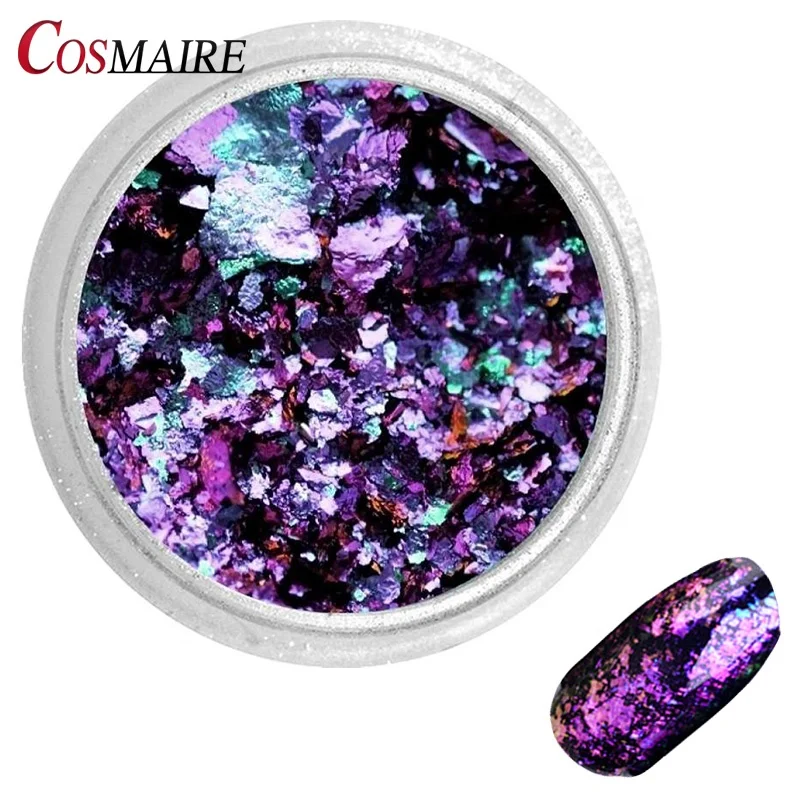 Оптовая продажа, порошковый пигмент для ногтей Micron, разноцветные хлопья Chromashift