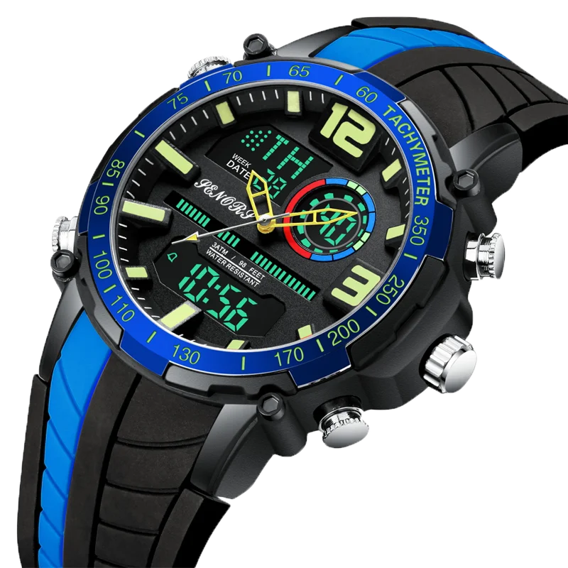 Luminous Analog Digital Watches Colorful Silicon Band Auto Date Shock Resistant Waterproof for Men Silicone Alloy Fashion Watch