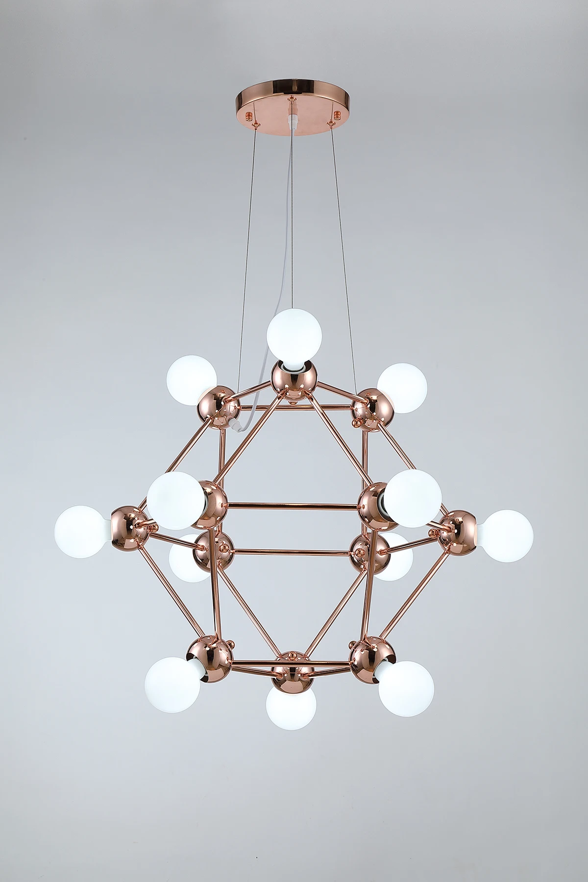Modern small  luxury Creative Glass light Iron  Rose gold color Pendant Lights Chandelier for hotel