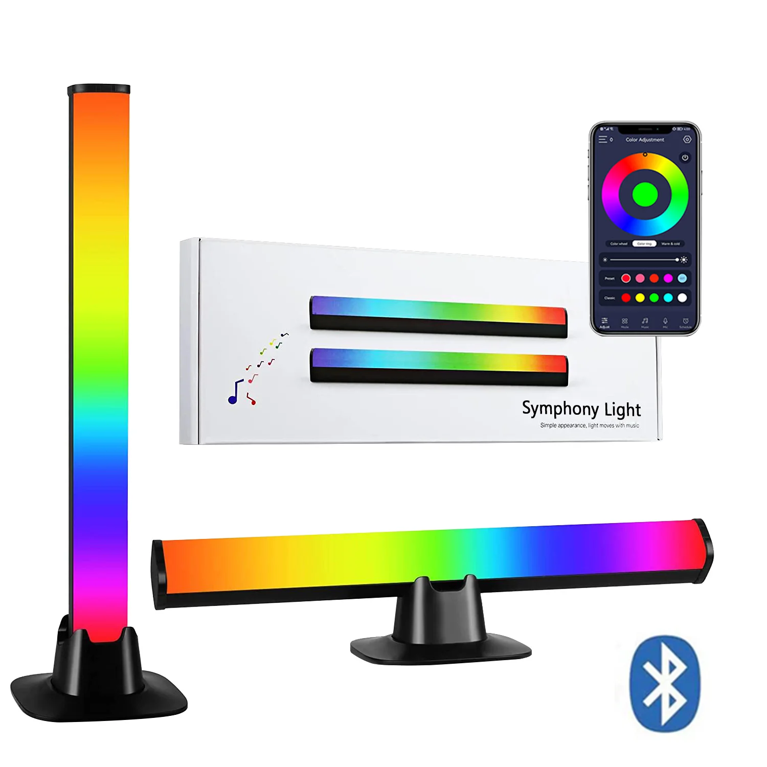 2 Pcs Smart RGB Light Bars APP Control LED Lights Bars TV Ambient Lights With Music Modes Sync Gaming Ambient Lamps