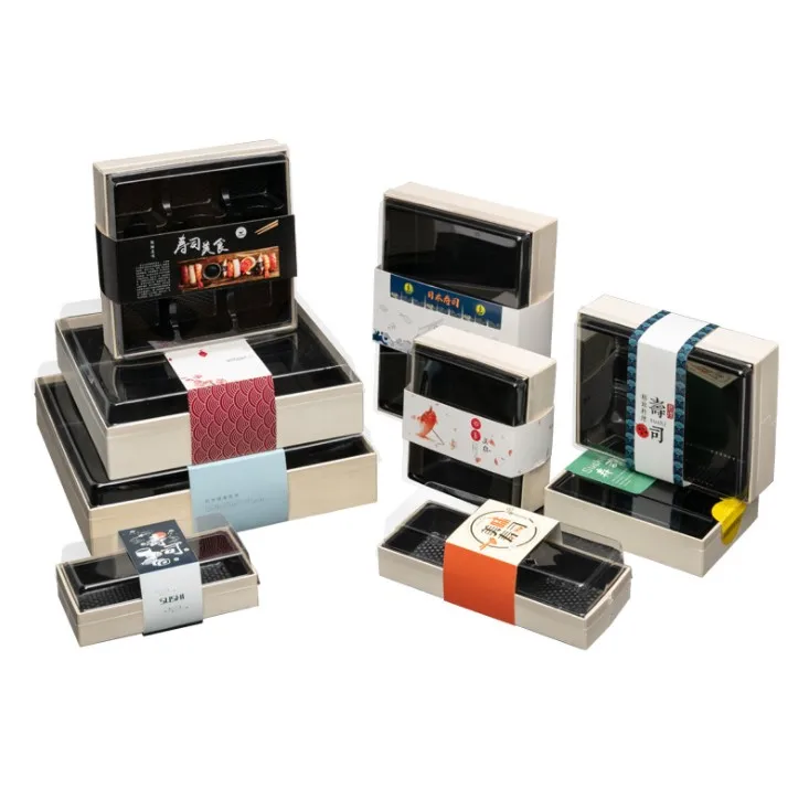 Disposable sushi packaging box Japanese bento wooden takeaway packaging box sample