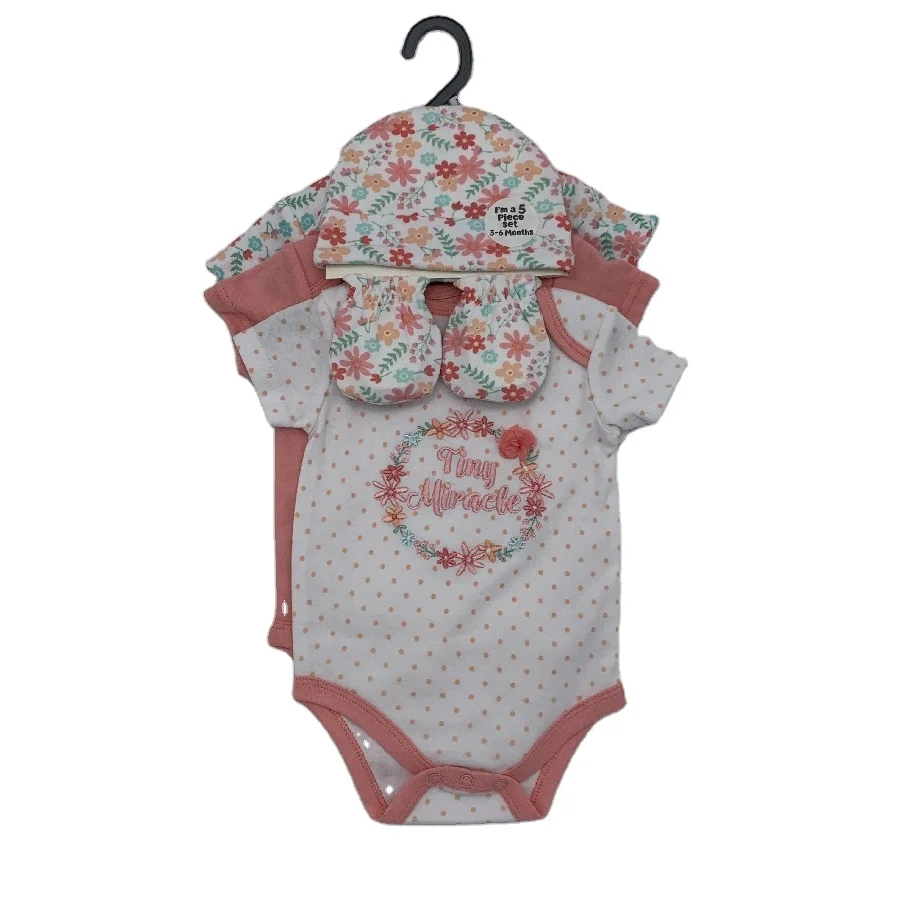 Wholesale 100% Cotton Baby Romper Bodysuit Set Soft Knitted Shorts Short Sleeves Quality Clothing for 0-3 Months Fall Season