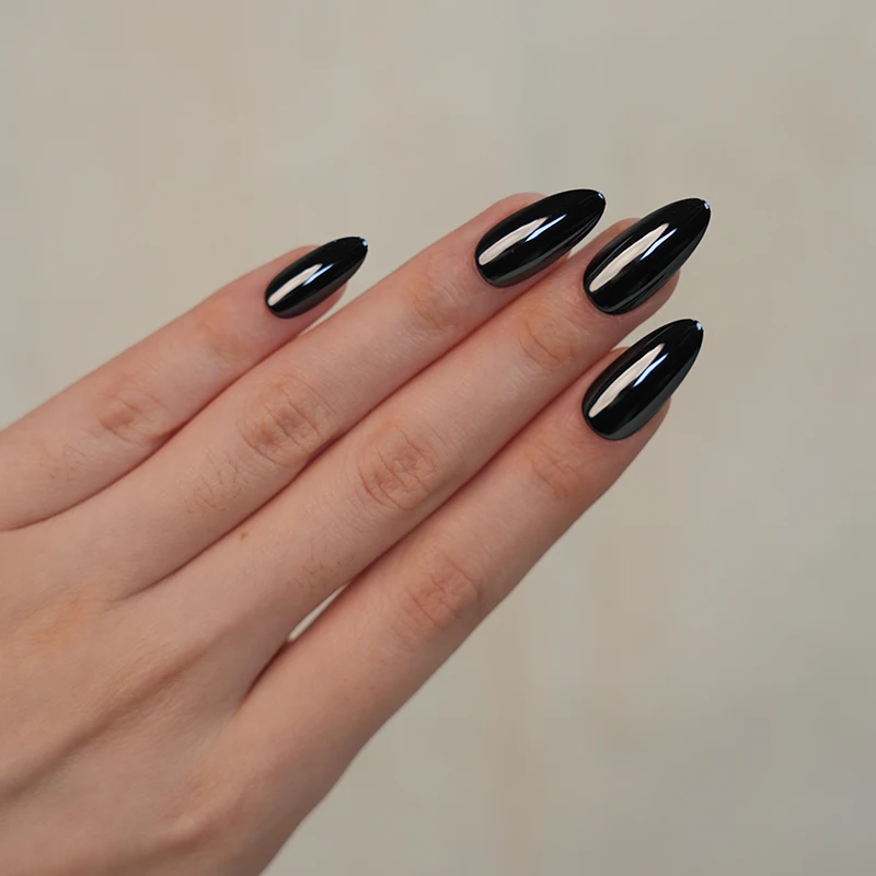 Glazed Donut Black Design Wholesale Price Abs Material Stiletto Shapes Salon Acrylic Press on Nails Faux Ongles