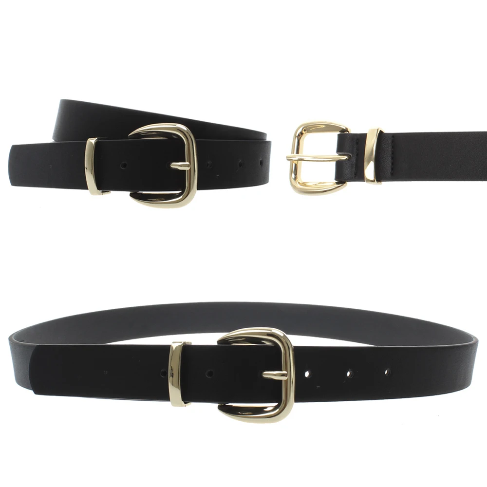 New Fashion Women PU Leather Casual High Quality for Gold Pin Buckle  Decoration Jeans Dress Ladies Belt