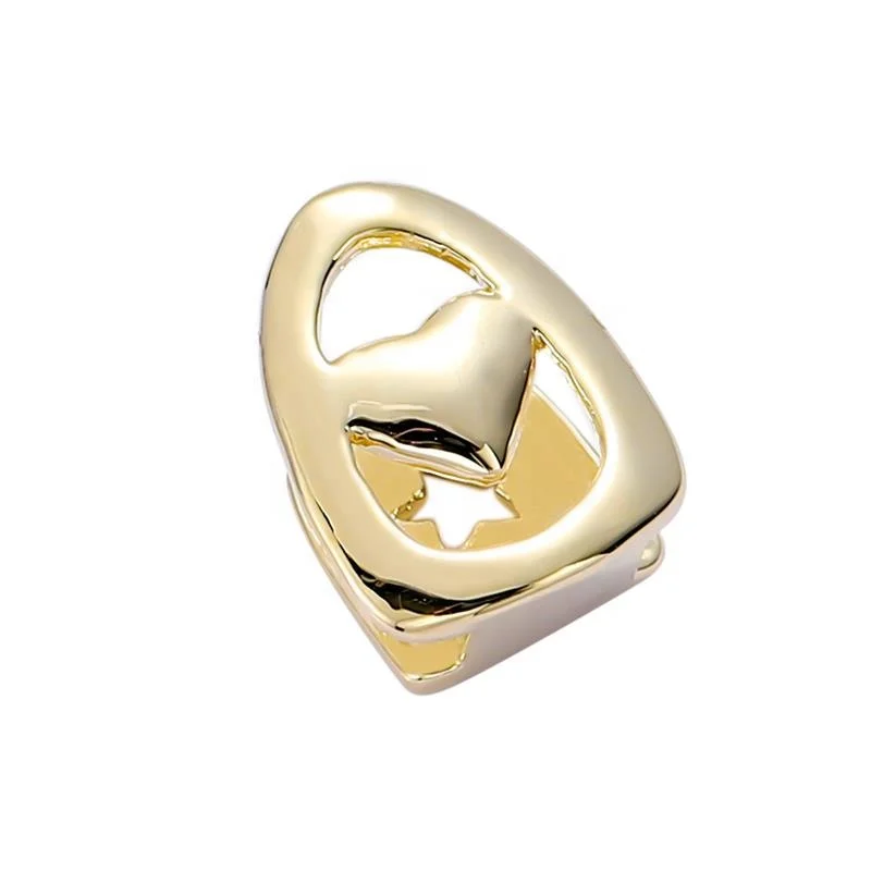Wholesale Vampire dentures jewelry real gold plating hip hop brass single hollow heart grillz teeth