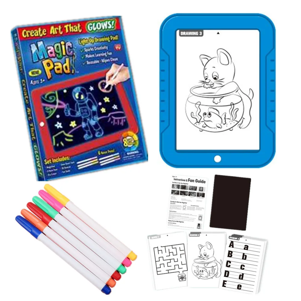 
DIY Animation boards Magic Board Animals Drawing Board magic Toys kids drawig Dinosaurs painting LED Glow Pad for kis  (1600208608333)