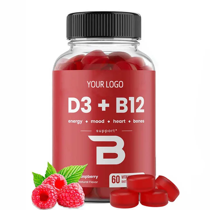 100% Natural Food Supplement Vitamin B12 Gummy Candy Support Heart Vitamin D3 Gummies
