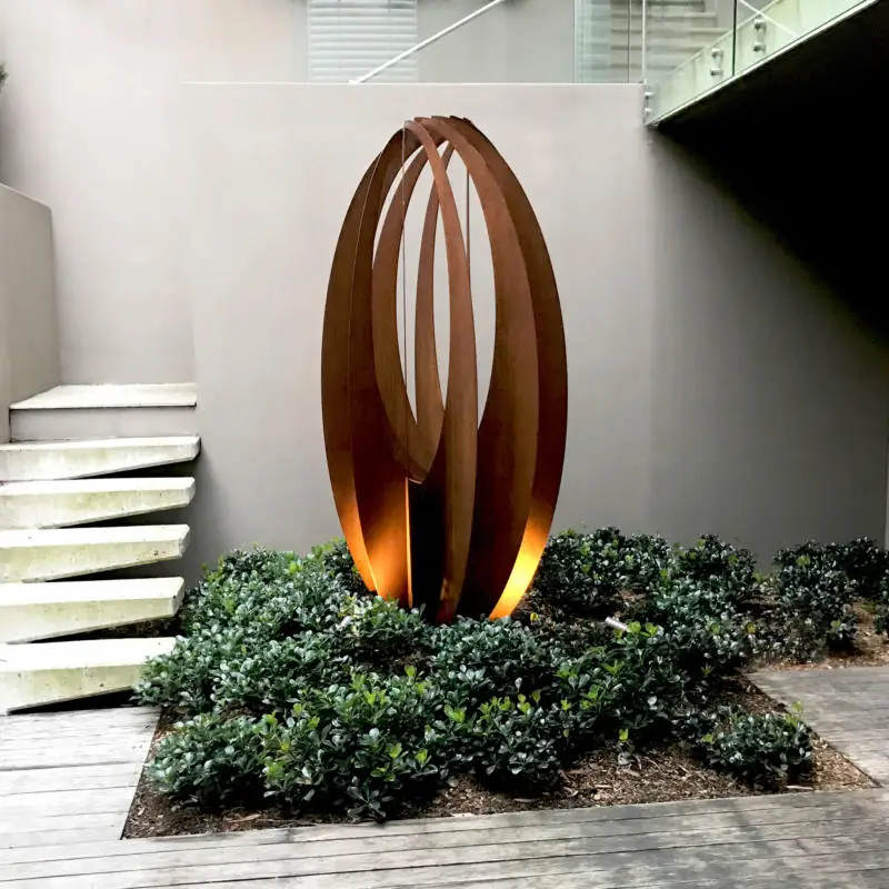 Современная художественная скульптура из стали corten, современные металлические украшения для сада