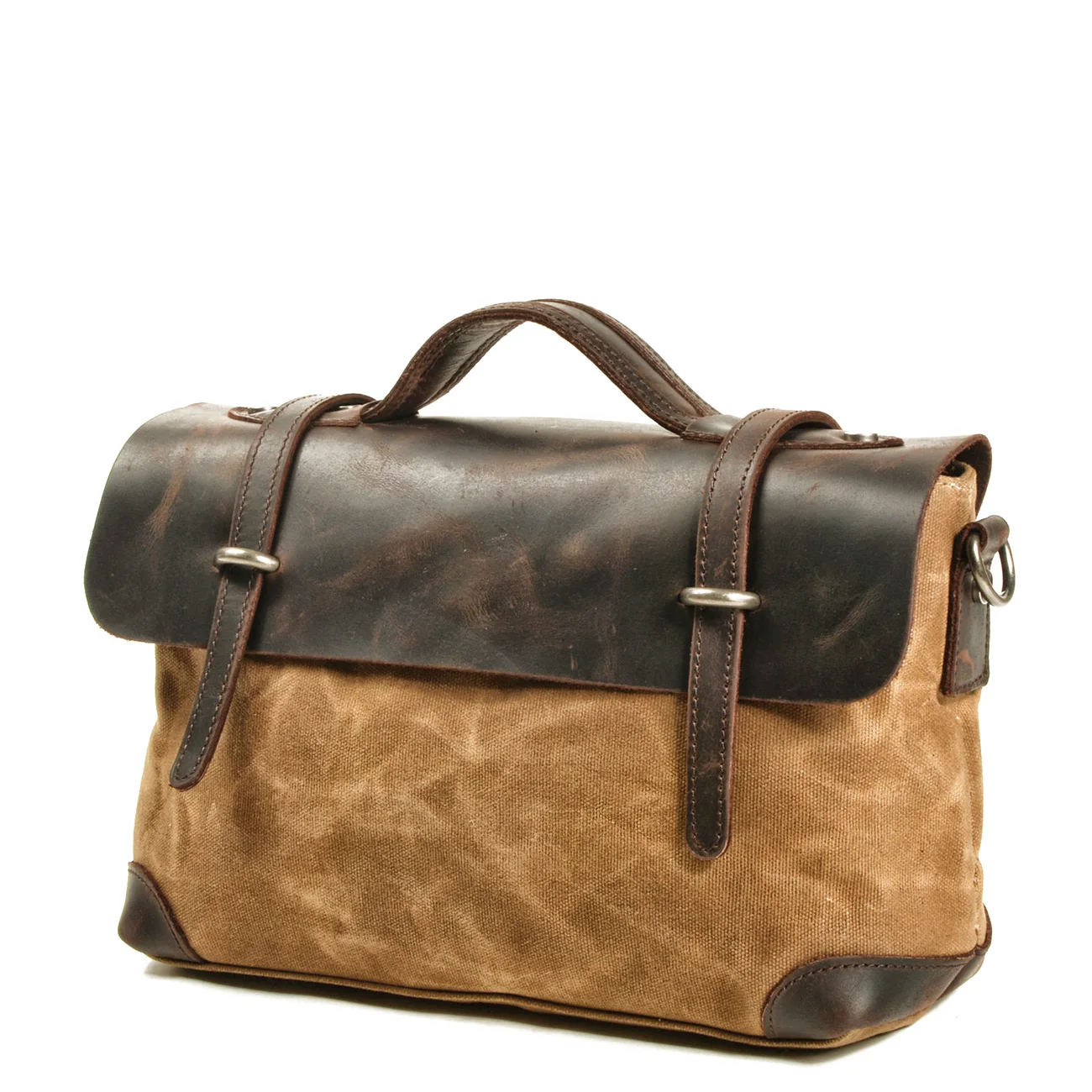 
Fashion crossbody bag men crazy horse leather canvas laptop office briefcase retro men s bag 