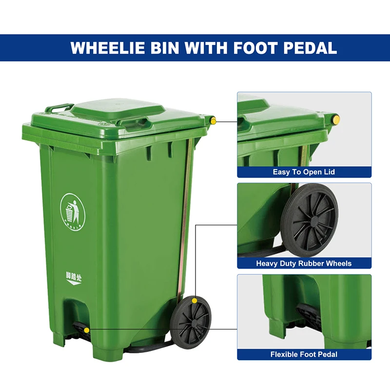 120 240 360 660 1100 Liter Outdoor Industrial Garbage Dustbin Trash Can Plastic Waste Bins