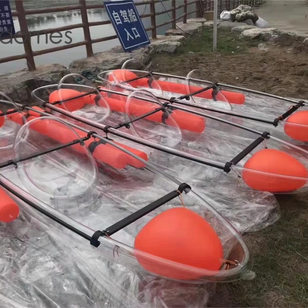2 people Clear Kayak Crystal see through Transparent canoe Boat fishing Kayak Glass Bottom polycarbonate Boat