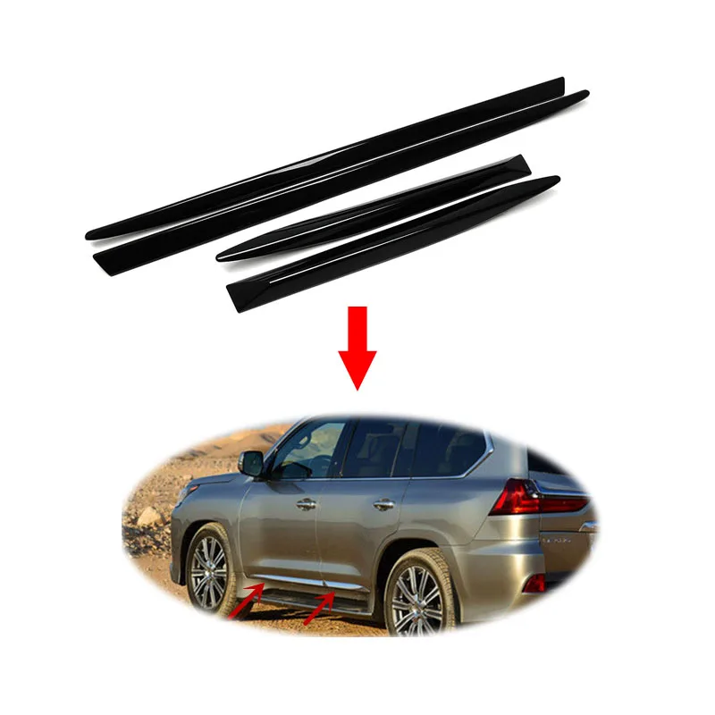 Glossy Black Side Door Body Protector Molding Cover Exterior Trim Strip For Lexus LX570 LX 570 2016-2020 Car Accessories