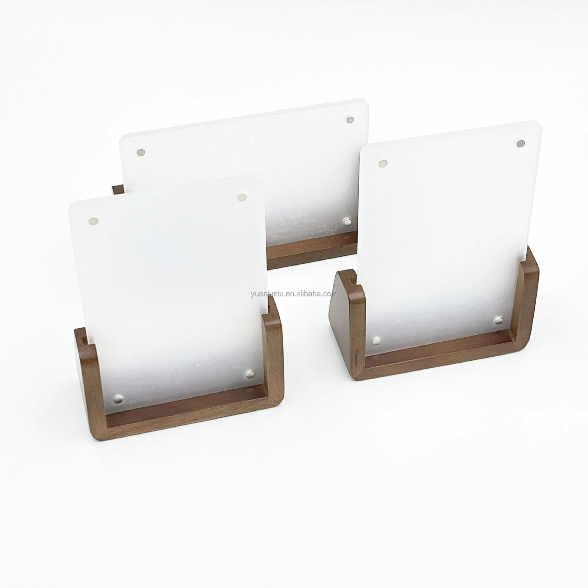 wholesale led bracket U Shaped wooden light base acrylic 3d lamp wood calendar card base photo frame with gift box