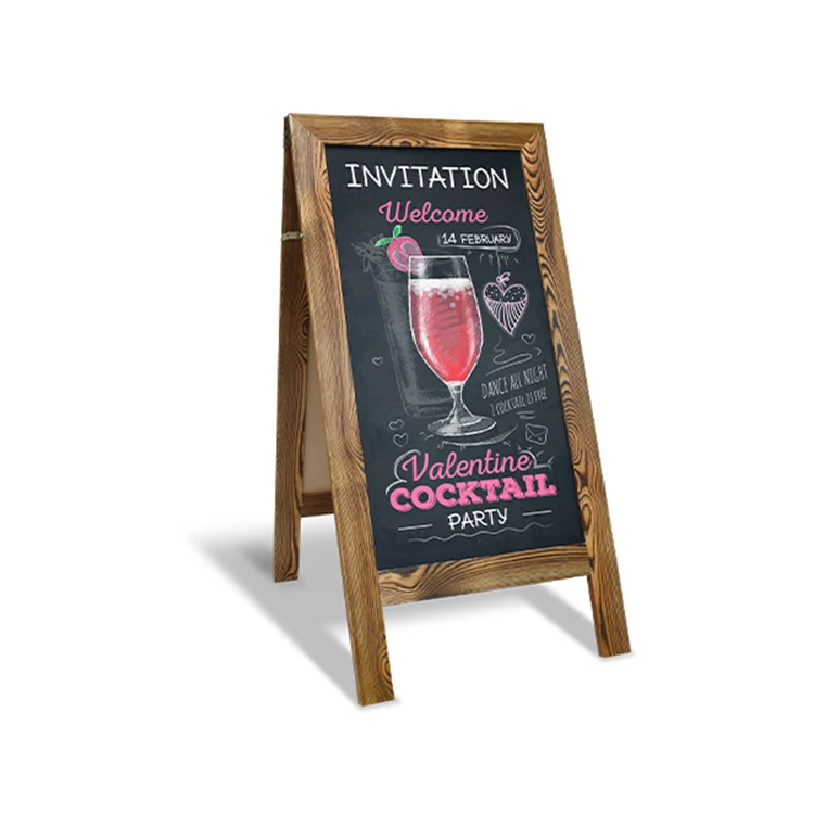 Freestanding Vintage Wooden Chalkboard Sidewalk Sandwich Message Board A Frame Easel Wood Blackboard A-Frame Chalkboard