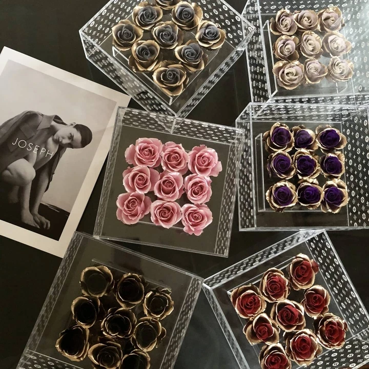 Decor Dried Everlasting Floral Box Eternal Preserved Roses High Quality Wholesale Gift Forever Flower in Acrylic Box Candy Box