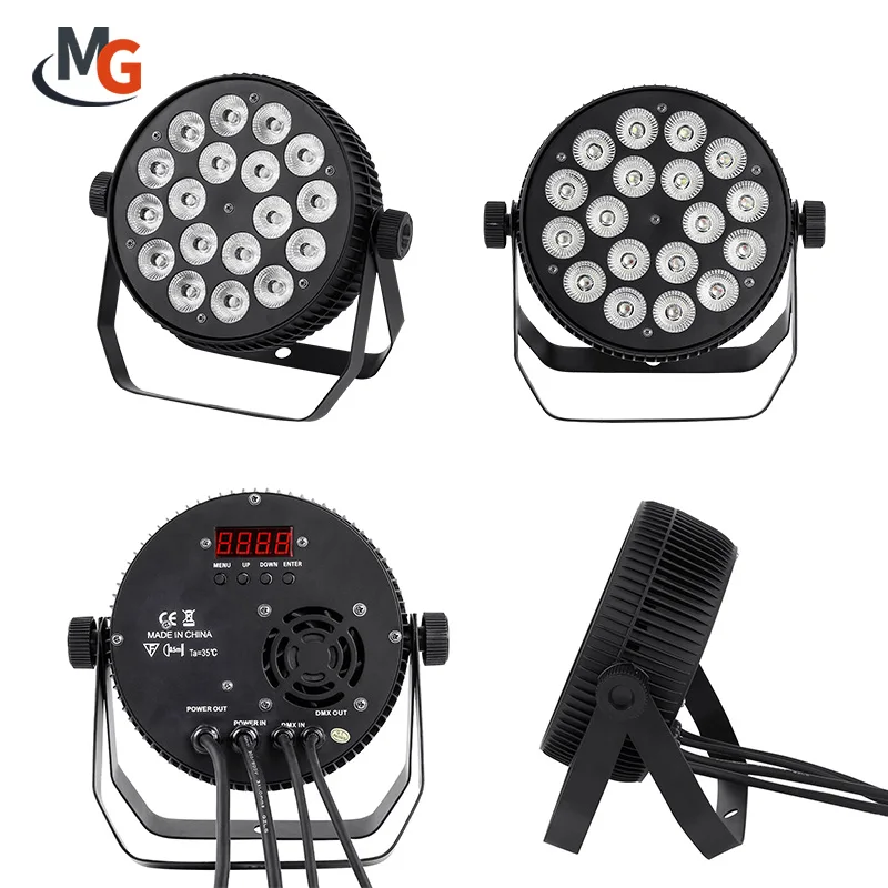 18*18W RGBW 4/5/6in1 LED Par Stage Lighting DMX Wireless Flat LED Par Light for Stage Bar Nightclub Club