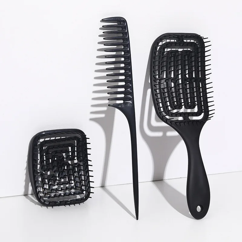 Hot Sale 3PCS As One Set Private Logo Multi Colors Vent Brush Wide Tooth Cutting Comb