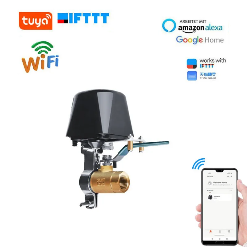 TUYA WiFi клапан умный контроллер воды/Газа Пульт дистанционного управления с помощью бесплатного приложения работает Alexa