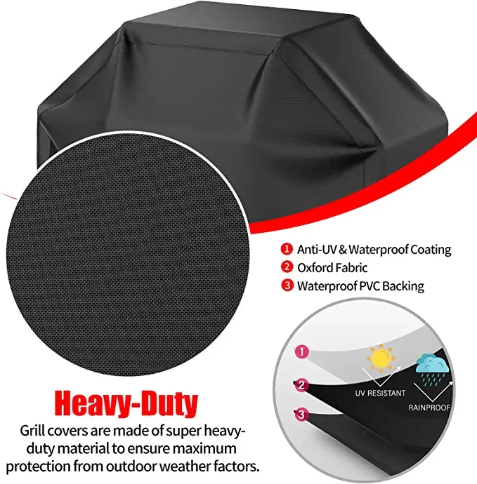 Grill Cover BBQ Grill Cover Waterproof Weather Resistant Rip-Proof Anti-UV Fade Resistant Gas Grill Cover for Weber