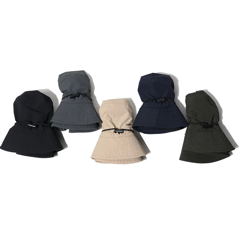 accept custom logo packable foldable quick dry fishing sun hats for men mens plain blank bucket caps with string