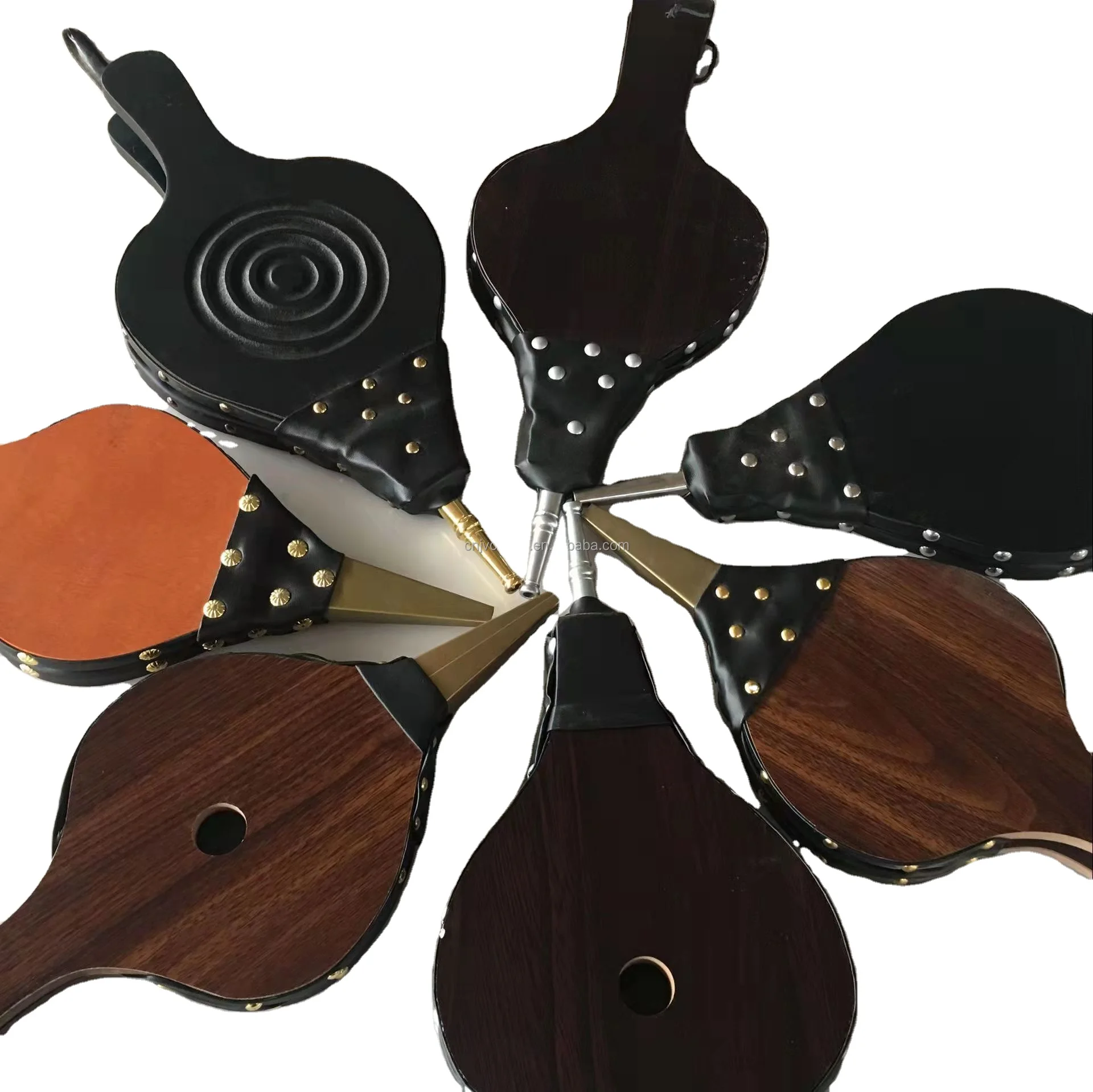 Factory Sale Fireplace Bellows Wooden Leather Air Fire Tools Accessories BBQ Hand Wood Bellows With Hanging Strap