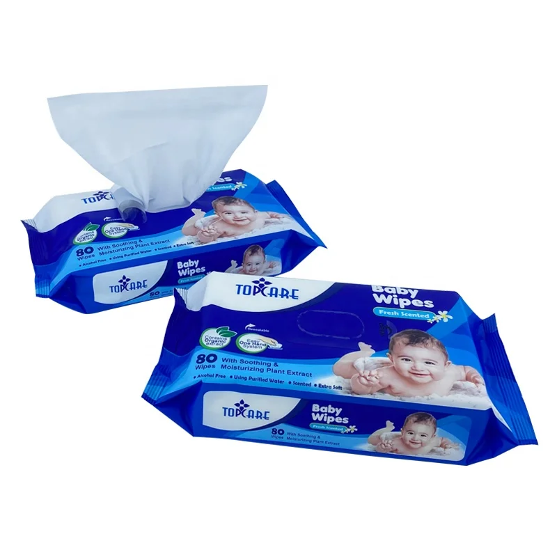 OEM ODM Unscented Custom Soft Spunlace Nonwoven Disposable New born Baby Wipes 80pcs