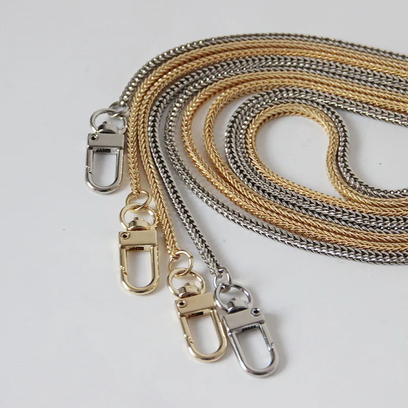 New Thin 3mm Metal Gold Plated Chain For Bag Simple Women Flat Snake Bone Chain 110cm Silver Gold Bag Chain Mobile Phone Lanyard