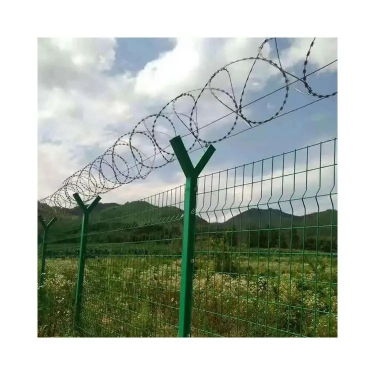 Цена по прейскуранту завода uv сопротивление металла сетки concertina колючая проволока на верхней части безопасности аэропорта панелей забор