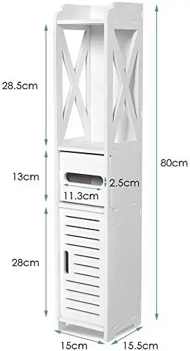 Factory Wholesale Furniture White Paint Wood Cheap Small Storage Narrow Bathroom Cabinet