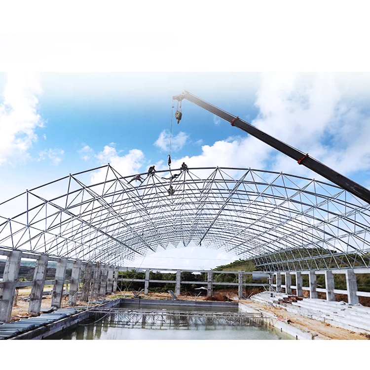Economical long span roof swim pool steel truss design