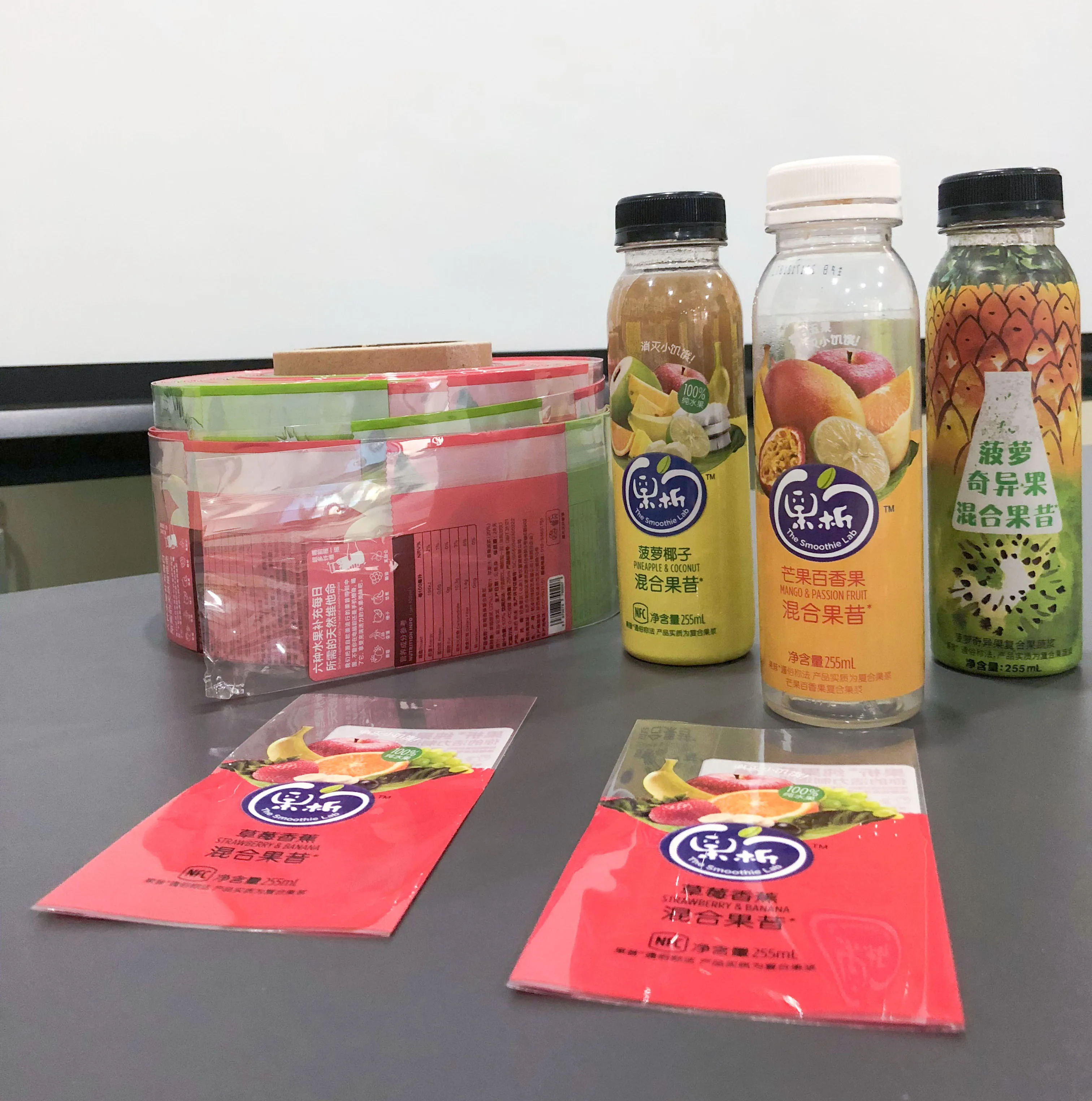 customized printing PET PVC heat shrink sleeve wrap printable glass bottle rolls shrink label for juice drink