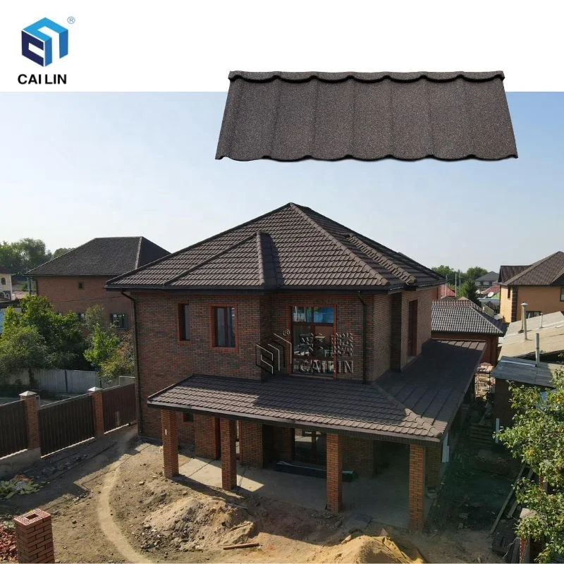 1340 x 420 mm Direct sale Stone Chip Coated Colorful Alu-zinc Steel Roofing Tiles Materials for Villa