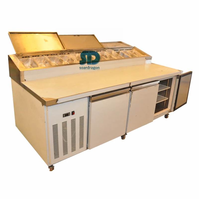 Soardragon Supermarket fridge Salad prep table Refrigerator Commercial stainless steel salad bar refrigerator with single door
