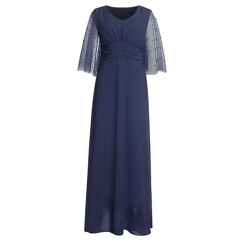 Turkey women party dresses natural casual floor-length high waist long evening patchwork dress