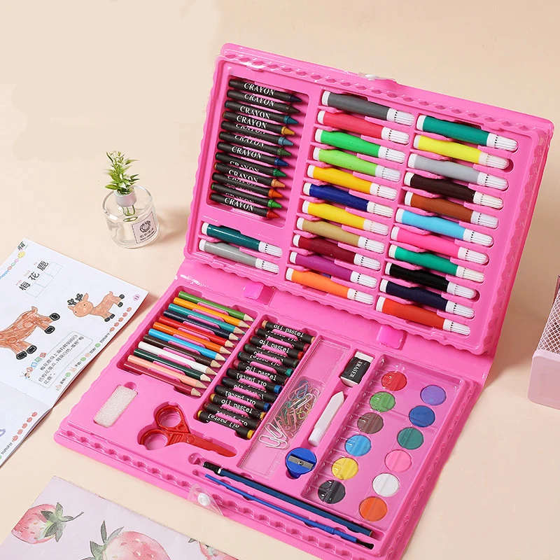 
High Quality 86 pcs Set 24 Colors Marker Pen Children Drawing Gift Kawaii School Supplies Stationery Set 