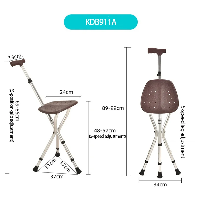 Elderly crutch stool auxiliary portable hiking with seat cane outdoor stand hiking telescopic three-legged crutch stool