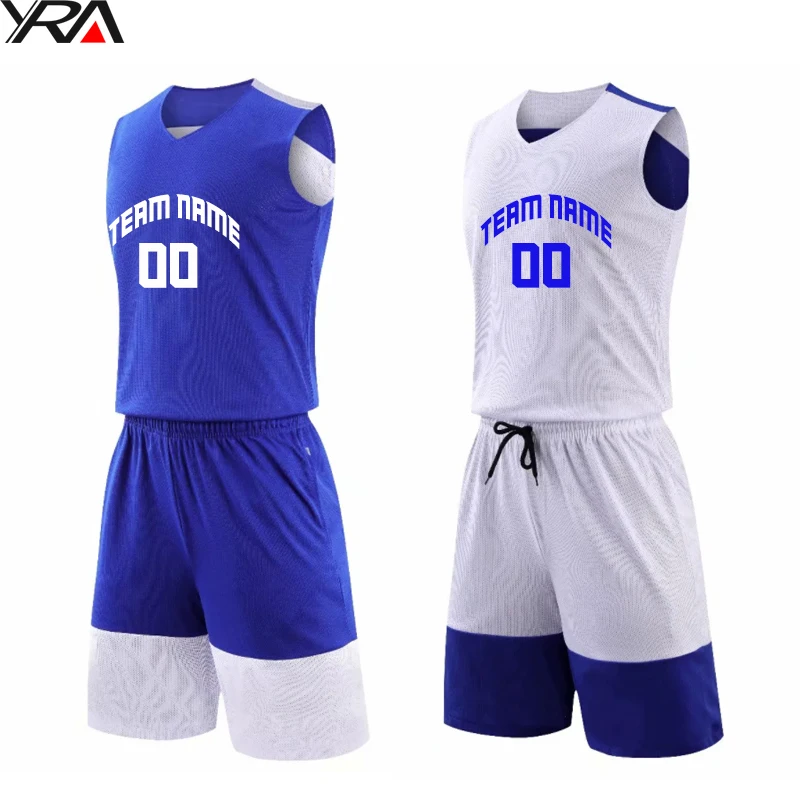 two double sides wear  man blank sets reversible red and black basketball uniform color green jersey  kit wear jerseys